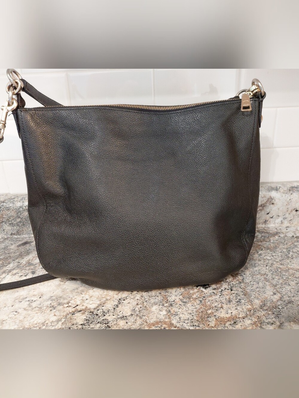 Coach Black Pebbled Leather Turnlock Hobo Bag W/Crossbody Strap No Hngtag Gold - Picture 2 of 12